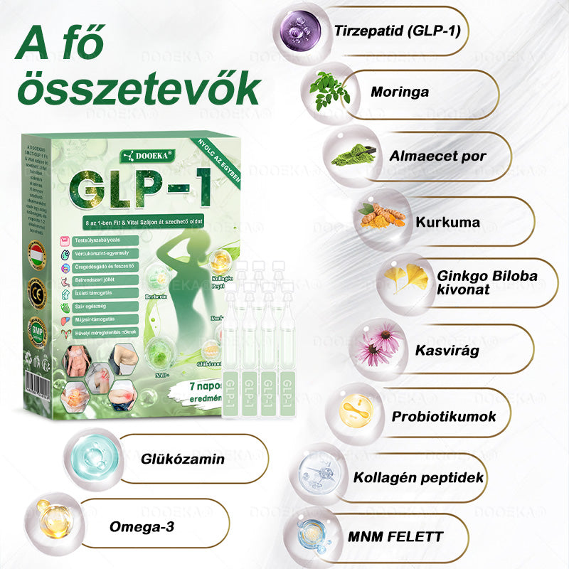 🎁 DOOEKA® GLP-1 8 az 1-ben Fit & Vital Szájon át szedhető oldat – 👨‍⚕️ Napi egyszer, 7 nap alatt látható változás / Elhízás, szív- és érrendszeri egészség, cukorbetegség, alvási apnoe, bélrendszer egészsége, ízületi problémák és még sok más esetén🎁