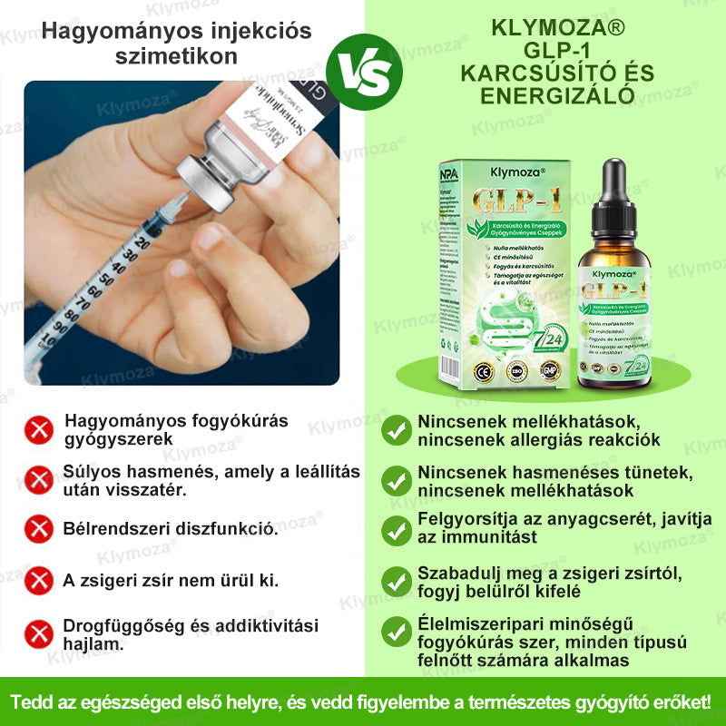 🌿A Magyar Orvosi Kamara hivatalos ajánlásával 💥 | Klymoza® GLP-1 Karcsúsító és Energizáló Gyógynövényes Cseppek